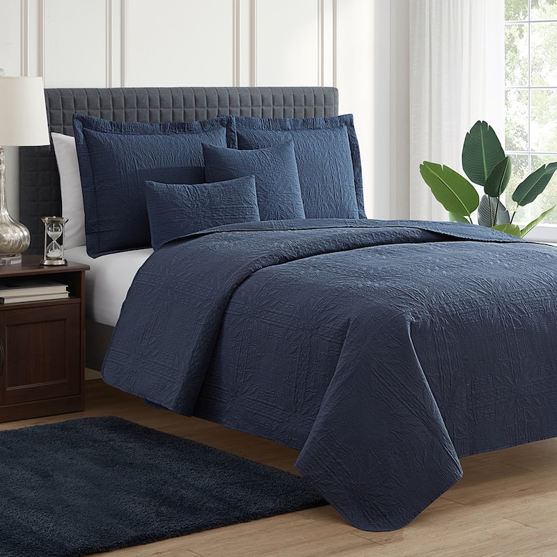 Clara Clark Bedspread Quilt Set - Grid Weave Pinsonic Lightweight Coverlet Set