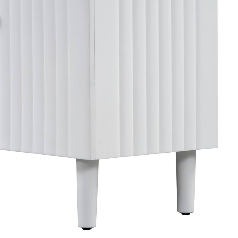 Elegant Four-Door Sideboard with Wavy Pattern Doors