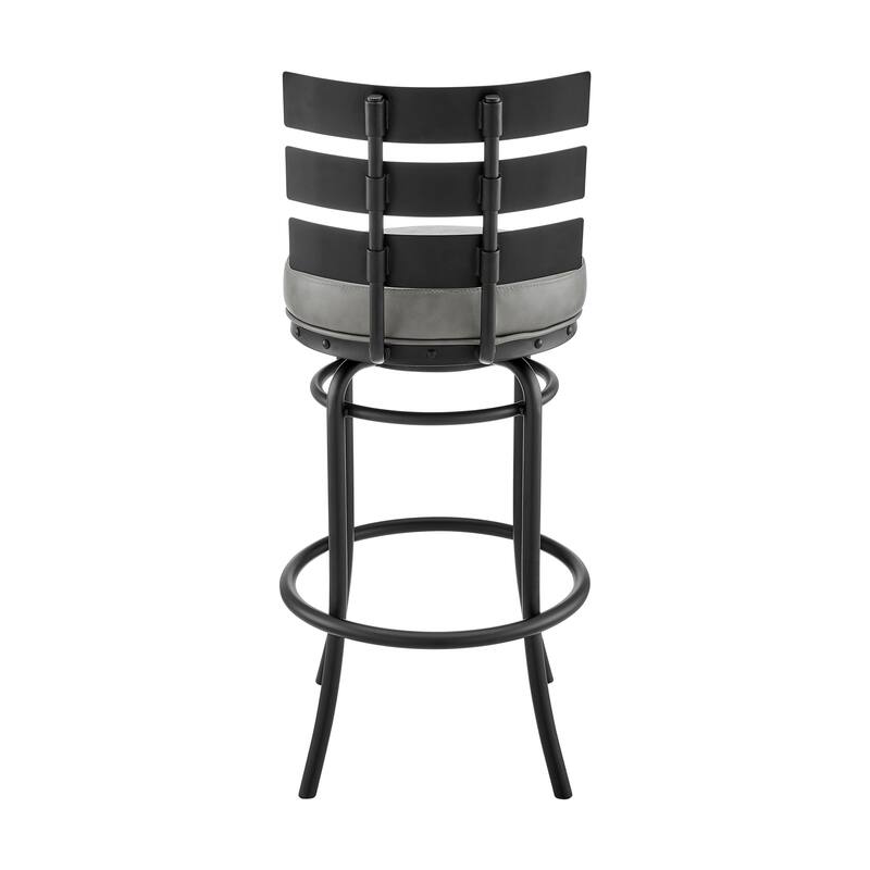 Natya Modern Swivel Counter/Bar Stool in Faux Leather and Metal