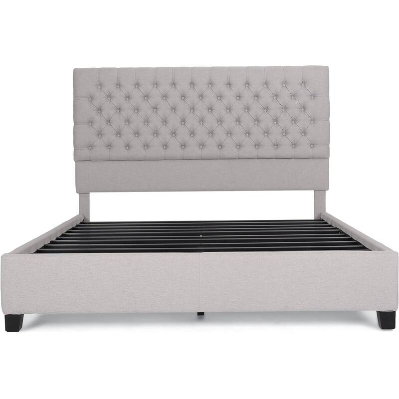 Queen Size Upholstered Bed with Button-tufted Headboard