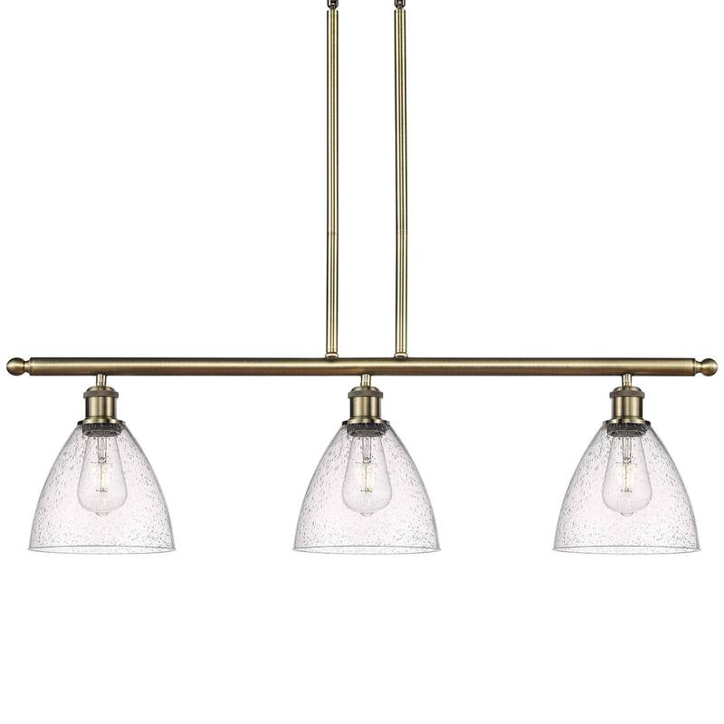 Innovations Lighting 516-3I-11-36 Bristol Linear Bristol Glass 3 Light - Antique Brass / Seedy