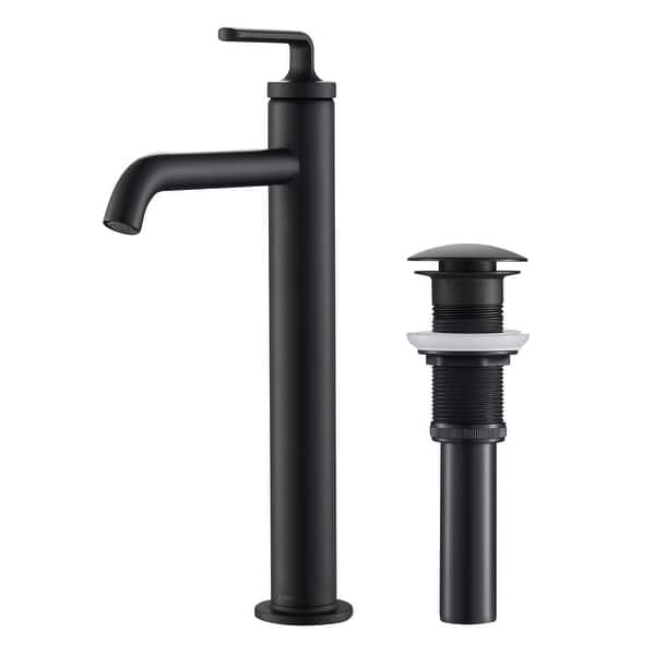 slide 2 of 23, KRAUS Ramus Single Handle Vessel Bathroom Sink Faucet w/ Pop Up Drain Matte Black