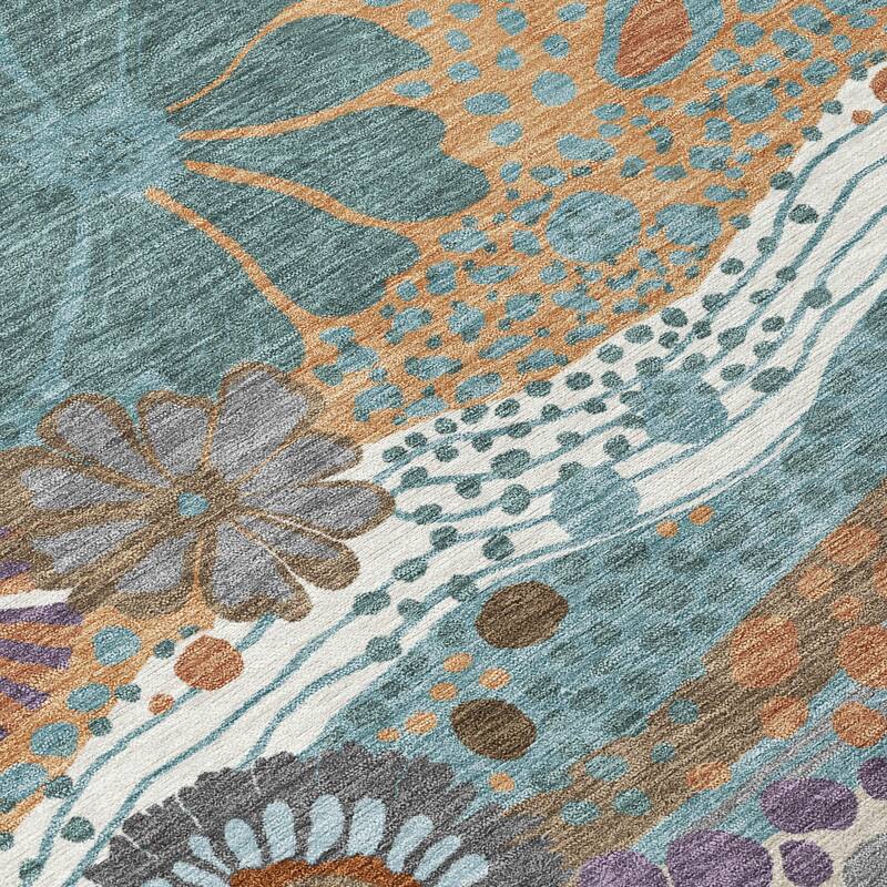 Machine Washable Indoor/ Outdoor Whimsy Floral Chantille Rug