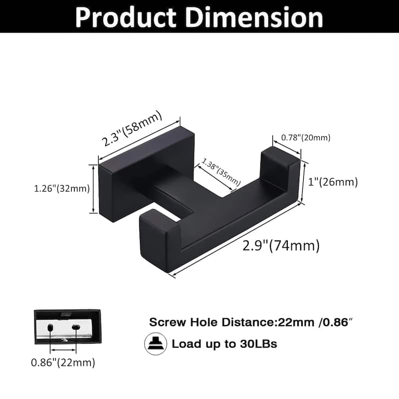 AITINKAN Double Towel Hook 2 in 1 Robe Hook (Set of 2)