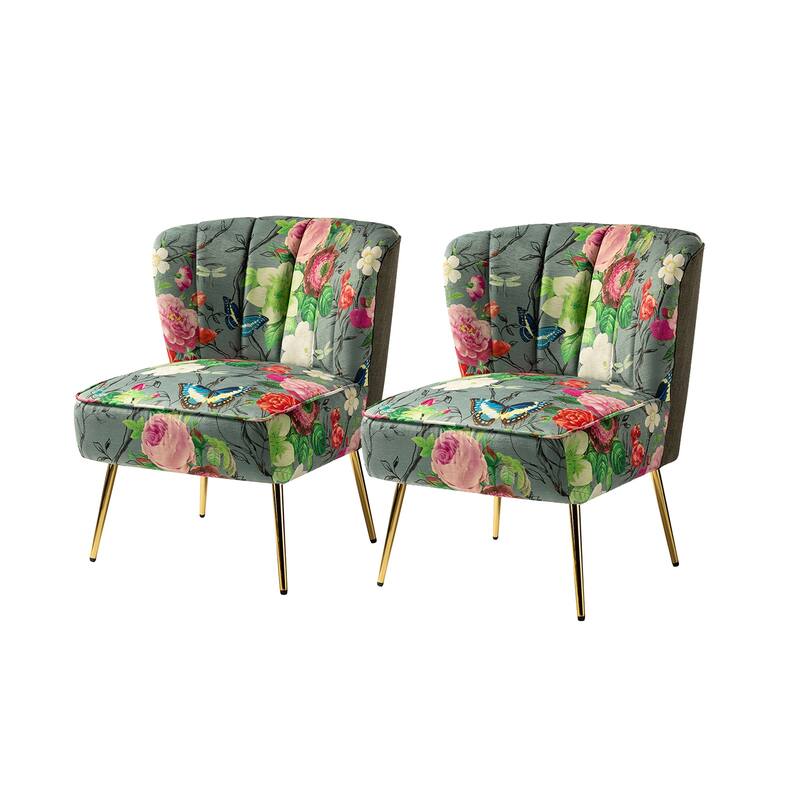Almira Contemporary Upholstered Armless Side Chair with Tufted Back Set of 2 by HULALA HOME