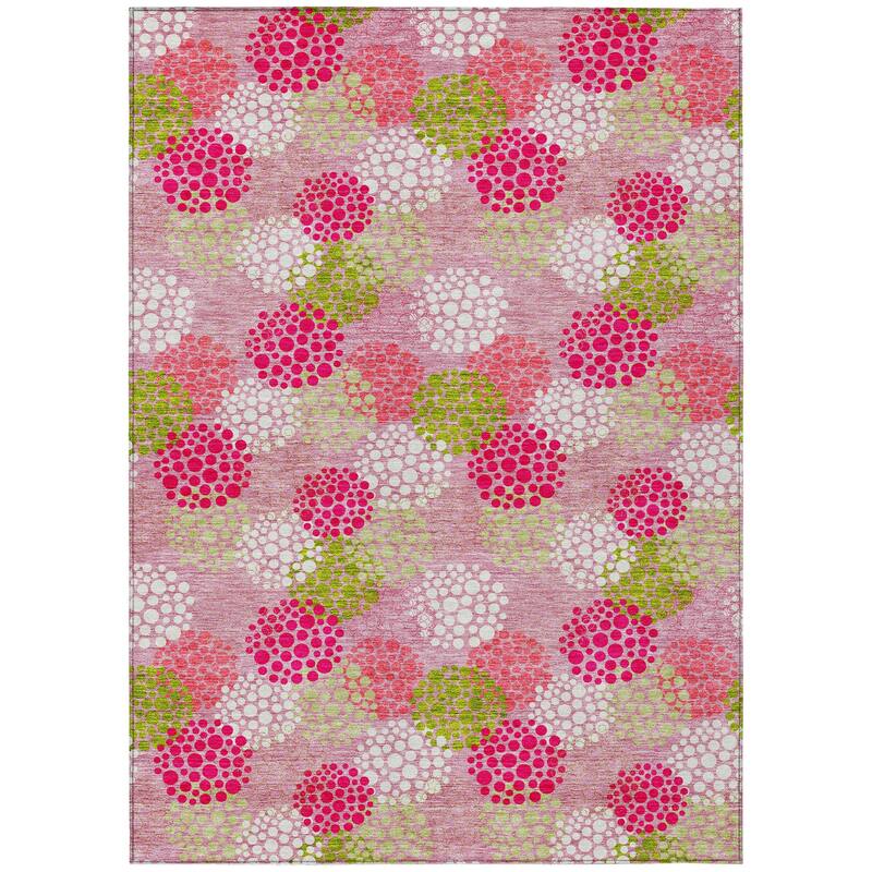 Machine Washable Indoor/ Outdoor Chantille Modern Bubbles Rug
