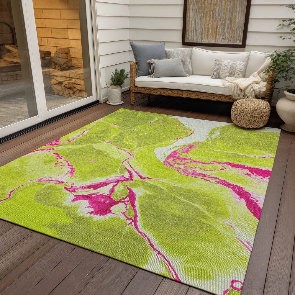 Machine Washable Indoor/ Outdoor Modern Abstract Chantille Rug