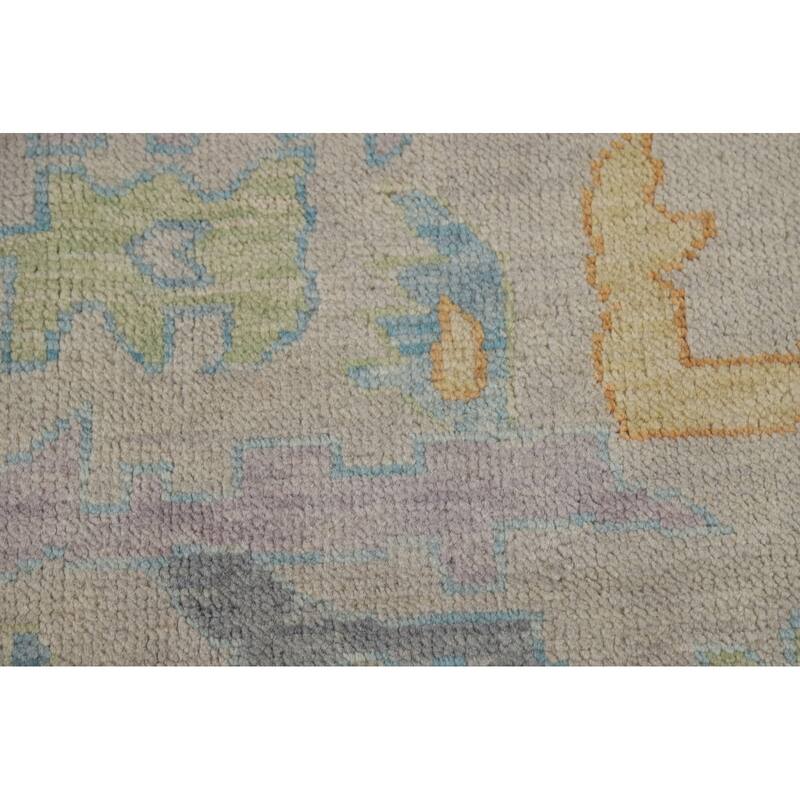 All-Over Floral Oushak Oriental Area Rug Hand-Knotted Wool Carpet - 8'10" x 11'9"