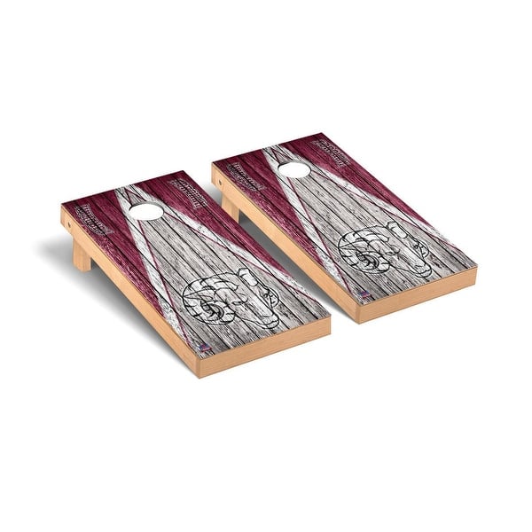 slide 2 of 5, Fordham Rams Triangle Cornhole Board Set