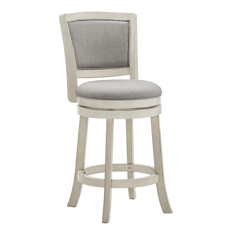 Menas Upholstered Back Swivel Stool by iNSPIRE Q Classic - Antique White-Grey Linen - Counter Height
