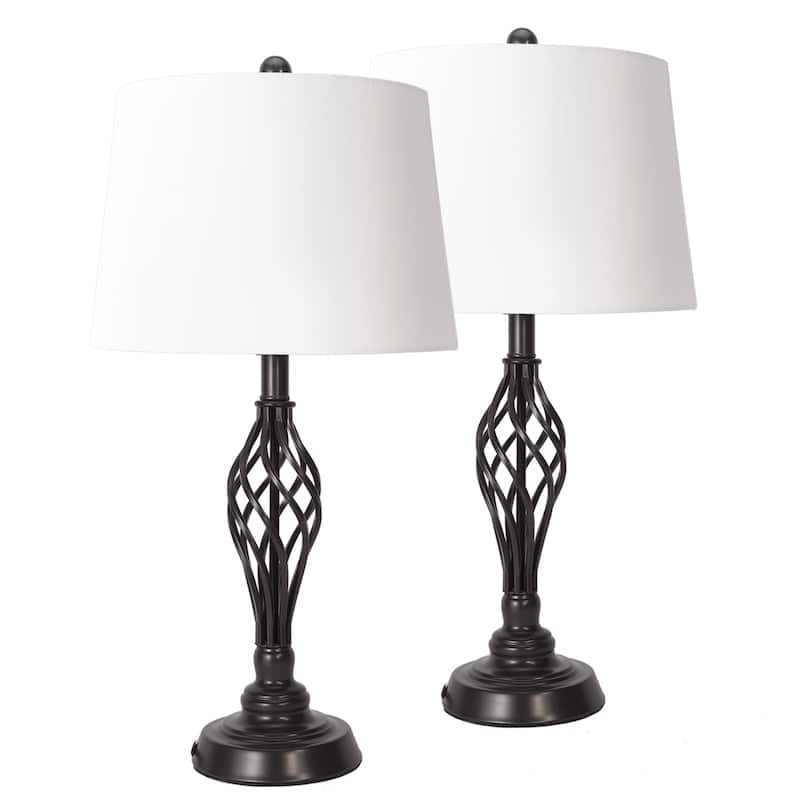 CO-Z 26" Bronze Farmhouse Table Lamps Bedroom Lamps Set of 2 - W12" x H26"