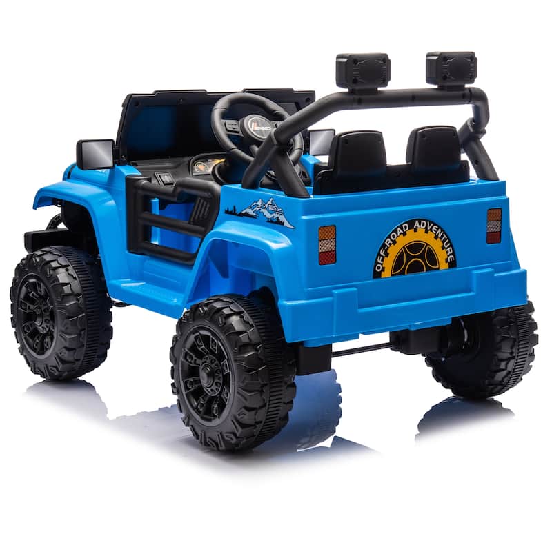 Ride on Truck Car with Removable Steering Wheel, Electric Car for Kids with LED Lights, Blue Battery Powered Electric Car