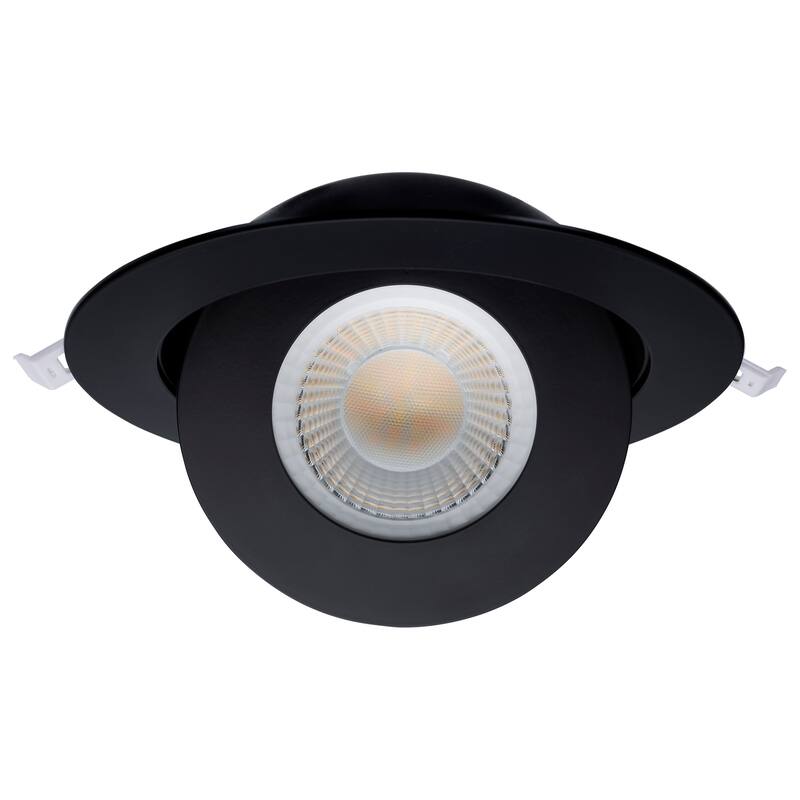 15 Watt CCT Selectable LED Direct Wire Downlight Gimbaled 6 Inch Round Remote Driver Black