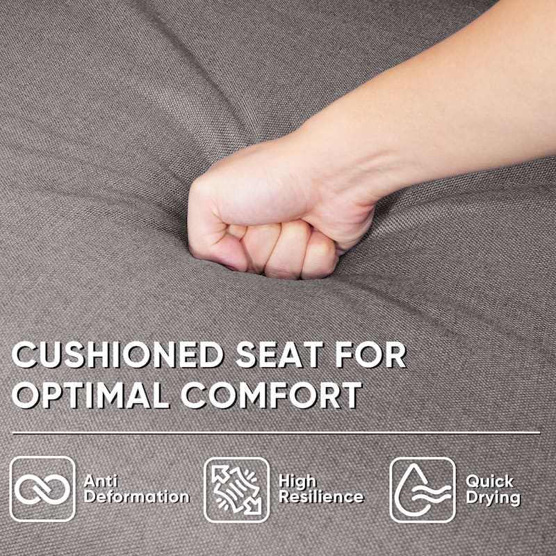 Outdoor Patio Loveseat with Table Brown Wicker - Grey cushion