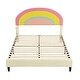 preview thumbnail 25 of 32, Twin or Full Size Upholstered PU Kids Platform Bed with Rainbow Shaped and Height-adjustbale Headboard, LED Bed Frame