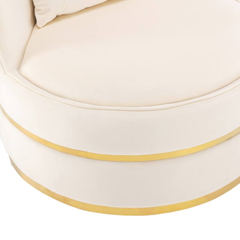 Swivel Accent Chair, Indoor Armchair with Pillow, Modern Velvet Upholstered Barrel Chair with Backrest for Living Room