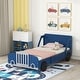 preview thumbnail 3 of 28, White Car Platform Bed with Safety Rails & Wheels - Fun for Kids