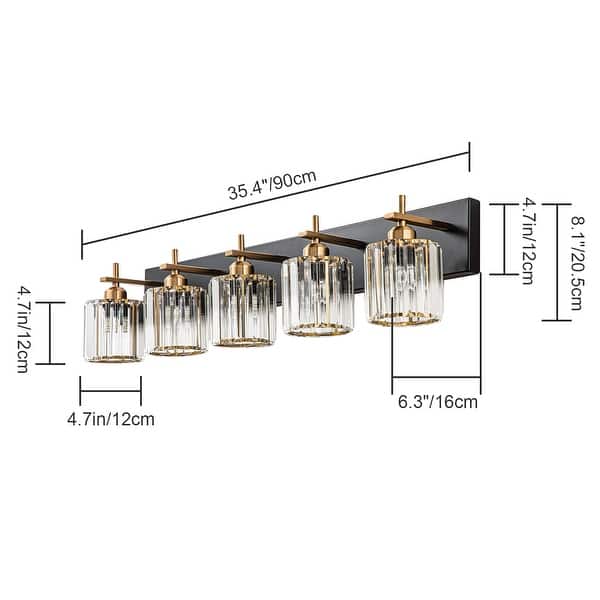 dimension image slide 2 of 17, Mid-Century Modern Dimmable Bathroom Vanity Light Crystal Glass Wall Sconce