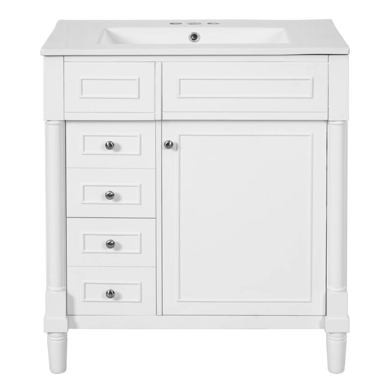 30" Freestanding Bathroom Vanity with White Integrated Ceramic Sink - 30'' x 18.3'' x 33.82''