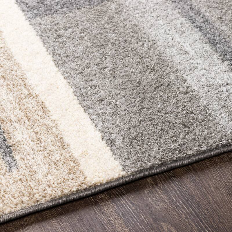 Livabliss Gladys Geometric Grey/ Beige Runner Rug - 2' 6" x 8'