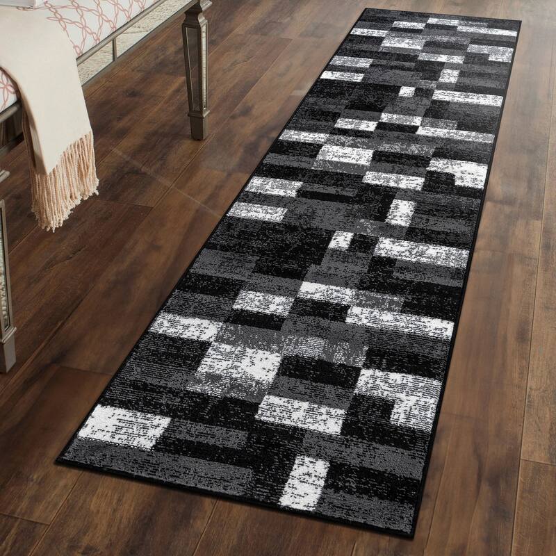 World Rug Gallery Modern Abstract Grid Area Rug - 2'3" x 8'