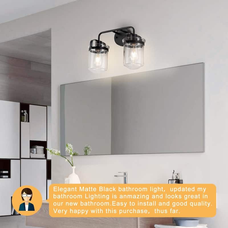 16 Inch Bathroom Vanity Lighting with 2-Lights and Clear Glass Shade