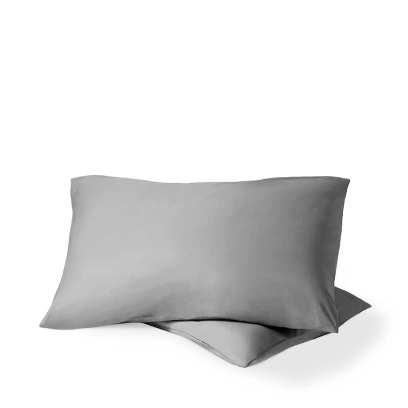 Bare Home Organic Cotton Percale Pillowcase Set (Set of 2) - Standard - Light Grey