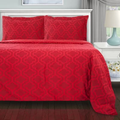 Superior Reversible Brushed Cotton Flannel Trellis Duvet Cover Set