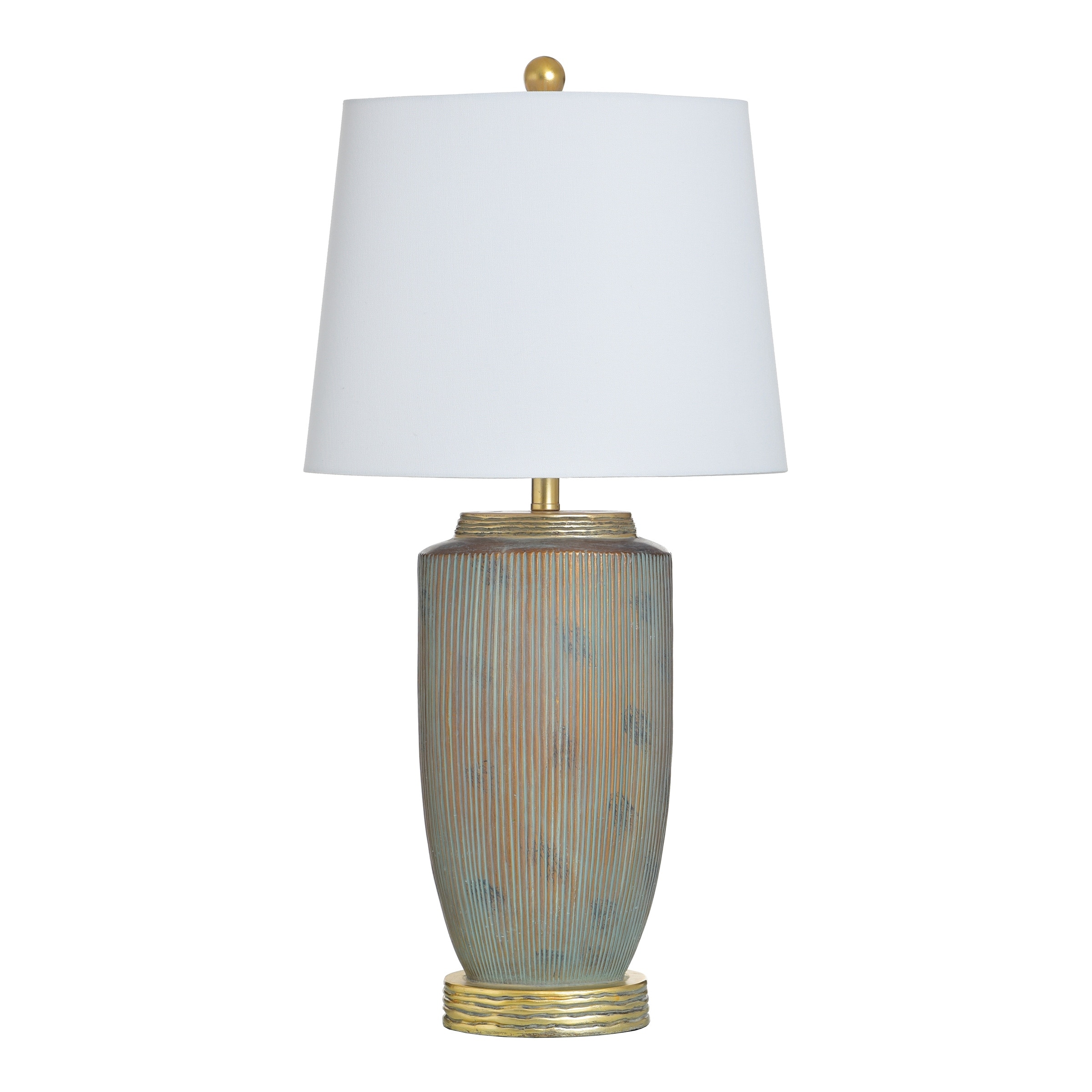 StyleCraft Poly Table Lamp - Raffine Gold & Grey - White Shade