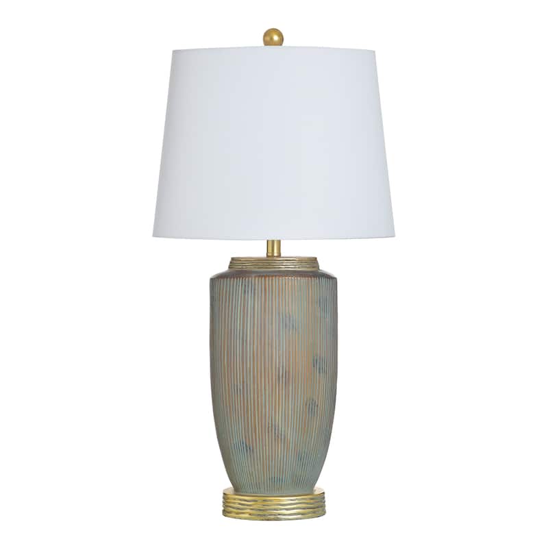 StyleCraft Poly Table Lamp - Raffine Gold & Grey - White Shade - Raffine Gold, Grey, White