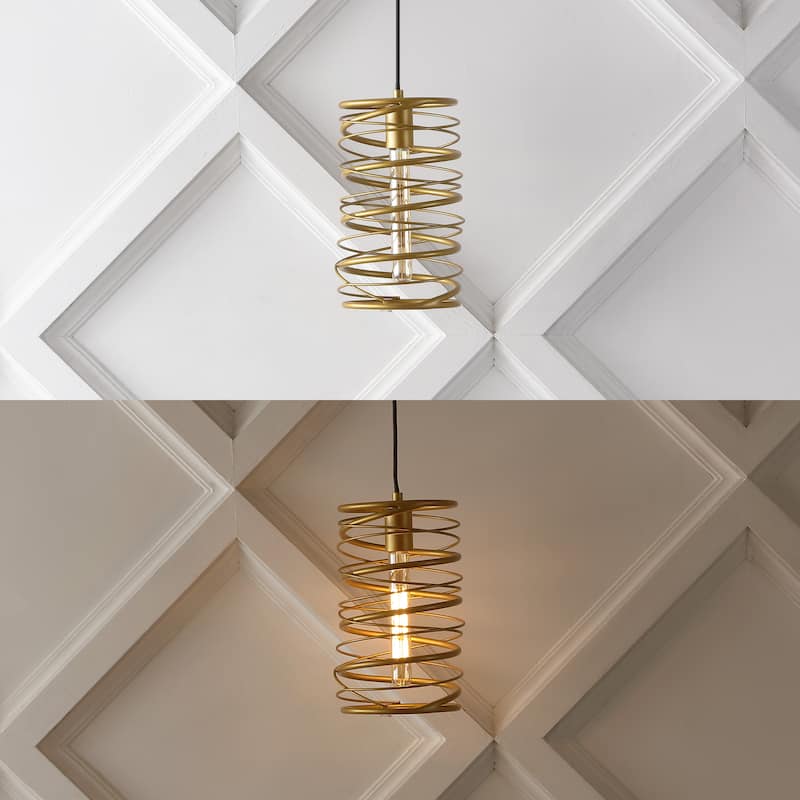 Skylar 7.25" 1-Light Modern Contemporary Iron Spiral LED Pendant, by JONATHAN Y