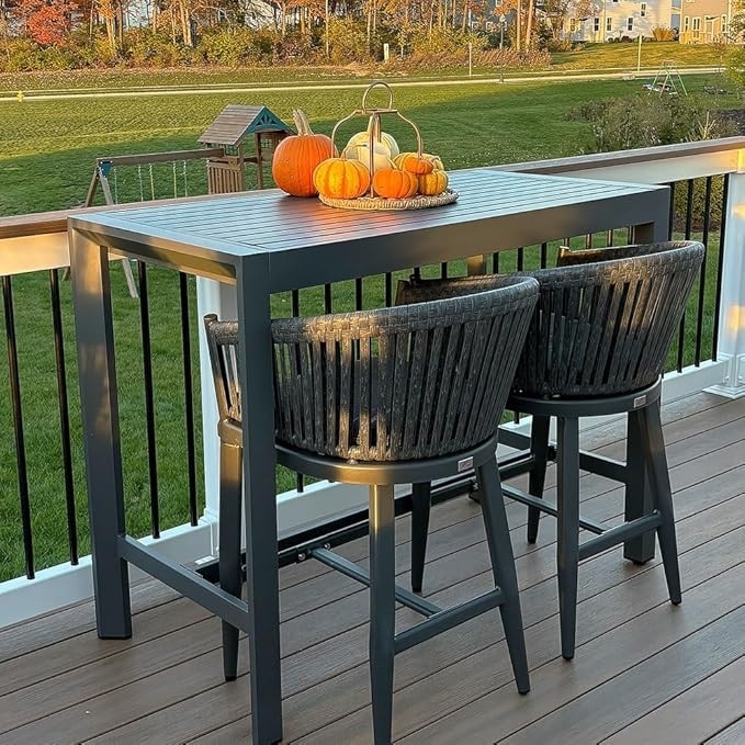 PURPLE LEAF Outdoor Bar Stools Set of 2 Patio Metal Modern Wicker Bar Chairs Woven Aluminum Barstools