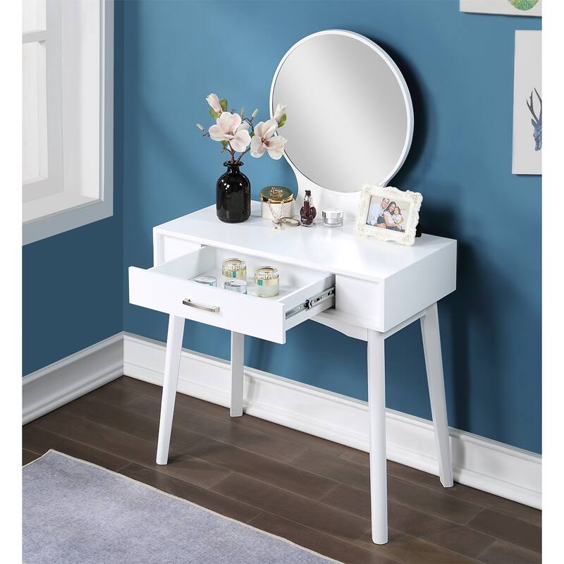 Contemporary Wood Vanity and Stool Set