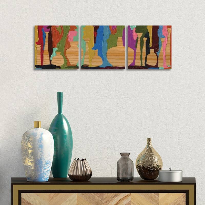 iCanvas "Negative Space Vase" by Kamdon Kreations 3-Piece Wall Art Set - 12x36x1.5