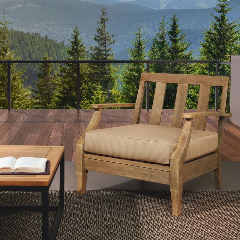 Sorra Home Outdura Outdoor Knife Edge Deep Seating Cushion - ETC Fawn - 25 in W x 25 in D x 5 in H