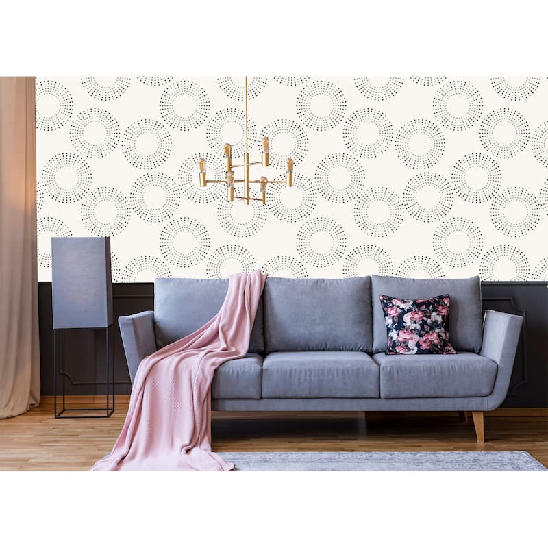Black and White Dotted Circles Removable Wallpaper - 24'' inch x 10'ft