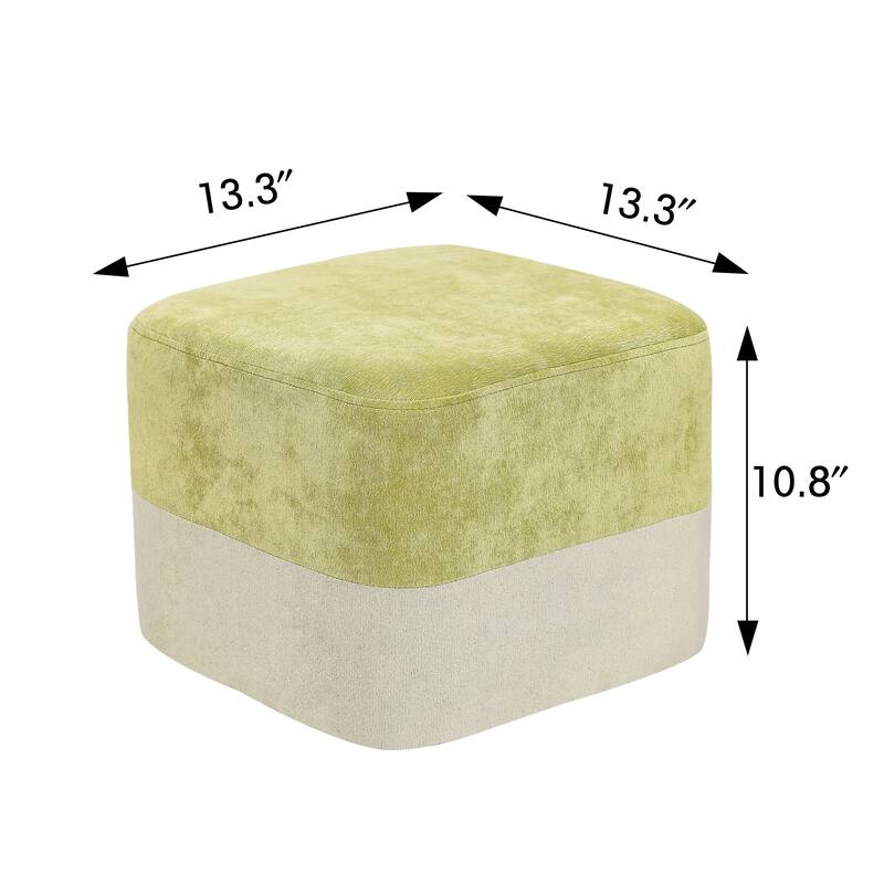 Adeco Square Fabric Ottoman Two-Color Stitching Footrest Stool