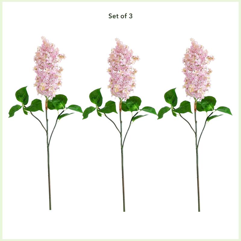 Artificial Floral Lilac Stem Sprays - 36" - Set of 3 - Pink