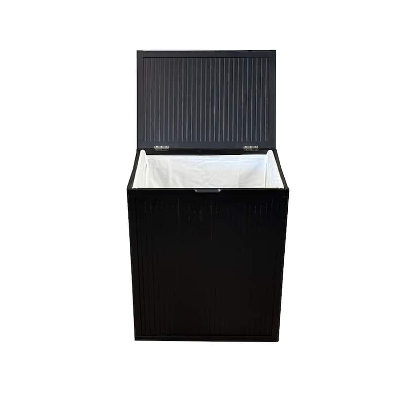 Solid Bamboo Folding Clothes Hamper w/ Removable Laundry Bag