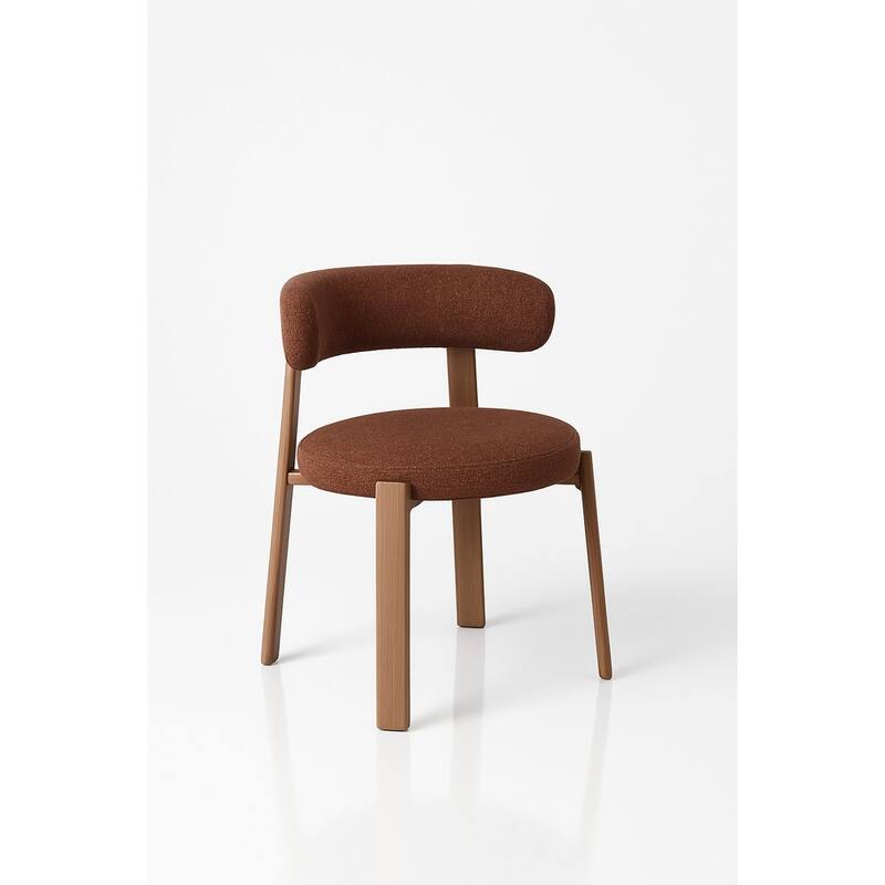 Upholstered Curved Back Wood-look Metal Frame 2pc Dining Chairs - N/A