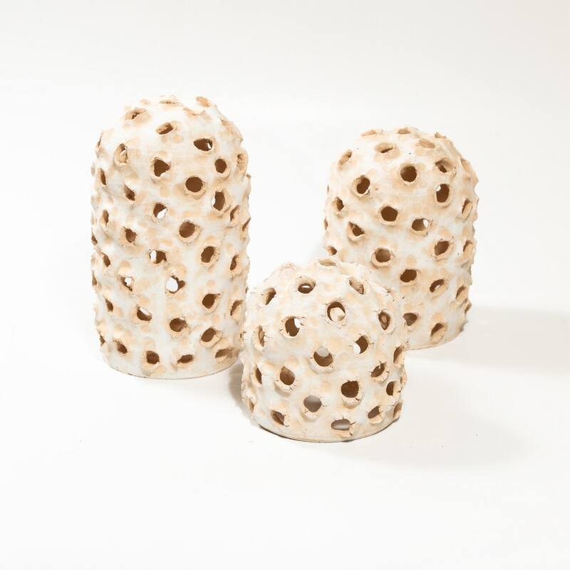 Medium Clay Dome Tabletop Accent Decoration - 13" - Cream