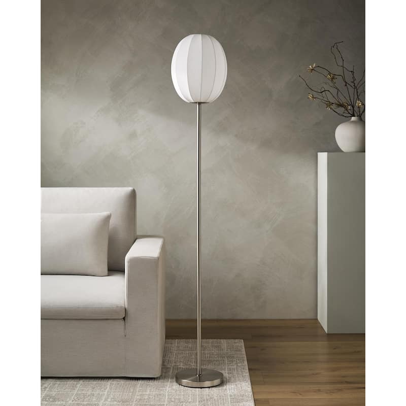 Livabliss Vamo Modern Accent Floor Lamp - 70"H x 12"W x 12"D - Nickel