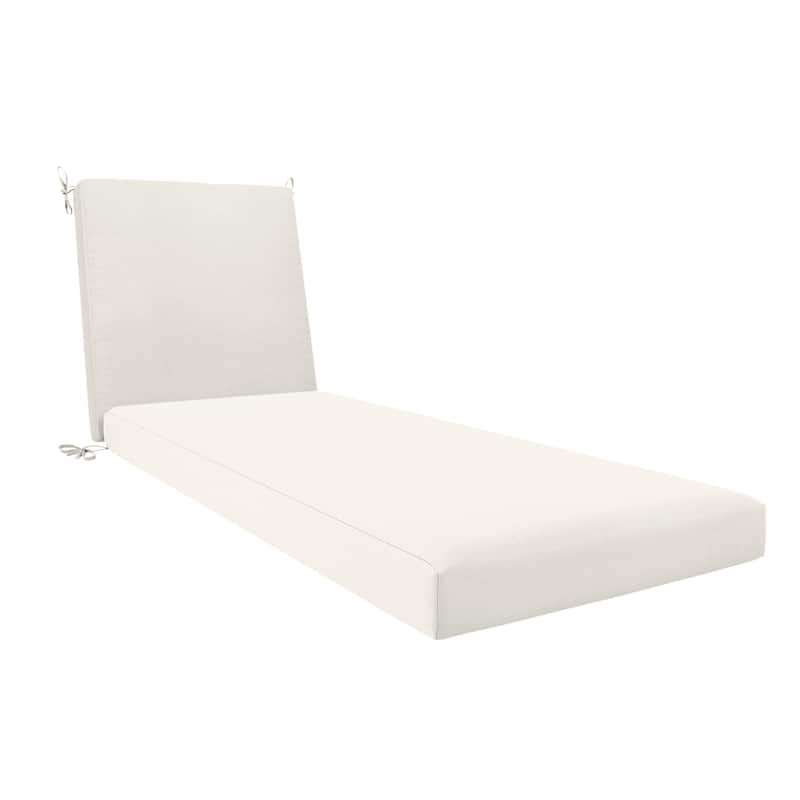 California Umbrella Outdoor Chaise Lounge Cushion, 24" x 78", 3.5" Thick, Memory Foam, Solstice Olefin Fabric - White