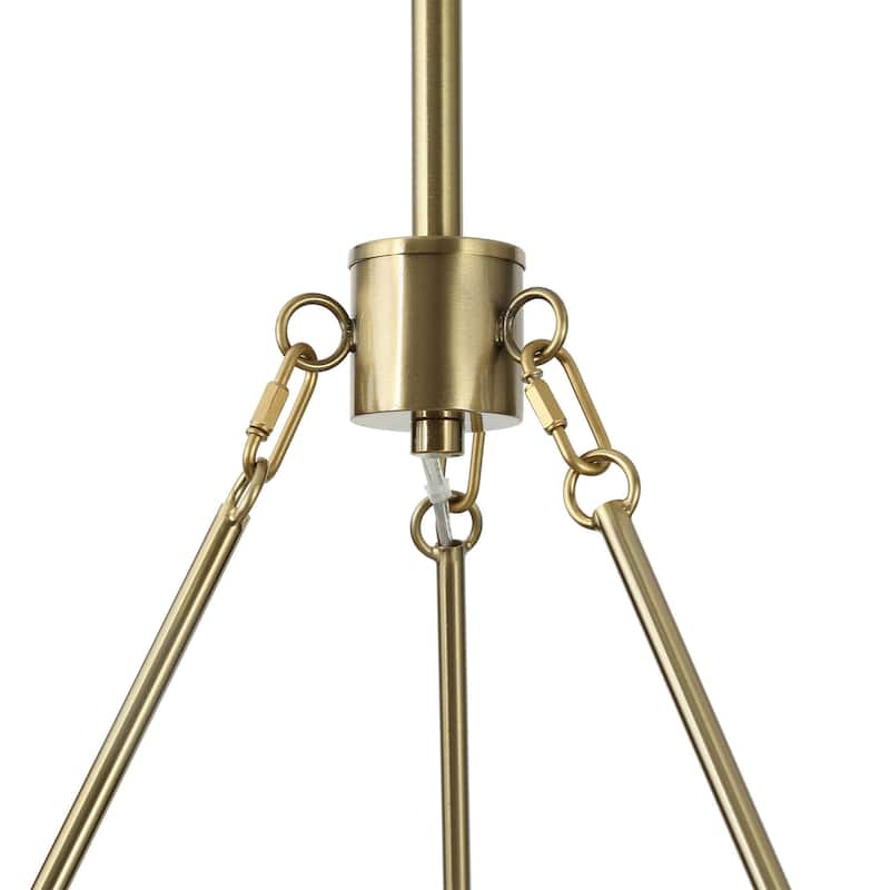 Oriva Modern 5-Light Gold Wagon Wheel Chandelier with Clear Glass Shades - Brushed Electroplated Copper - Dia.25"xH26.5"