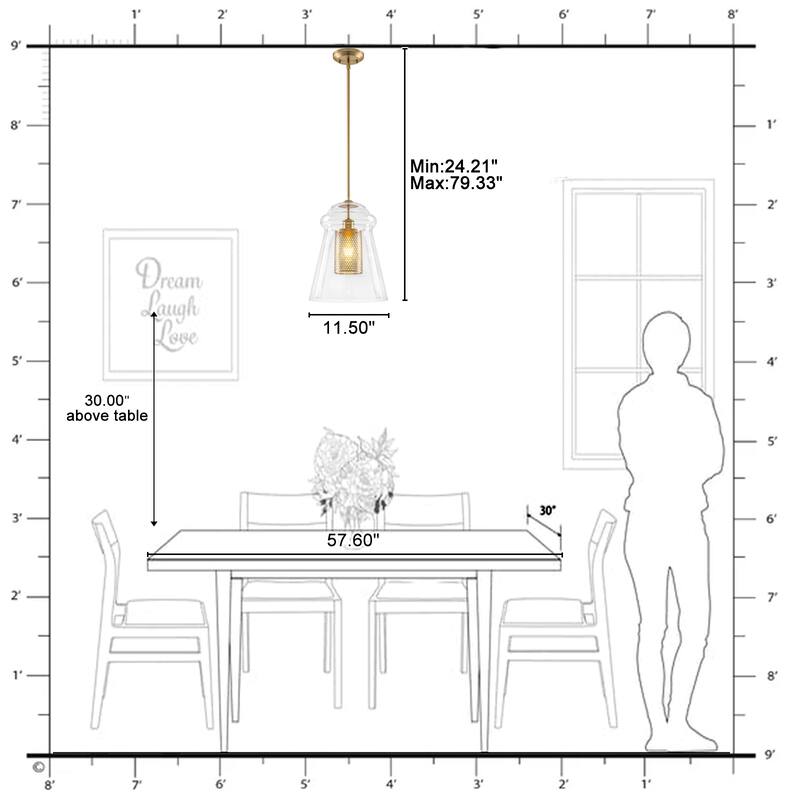 Modern Gold Kitchen Island Pendant Light with Clear Seeded Glass Shade - Dia.11.5-in