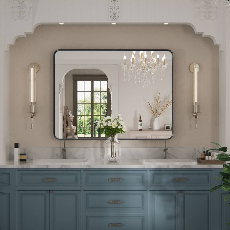 Wall Mirror Vanity Mirror Bathroom Mirror with Round Corner (1 Piece)