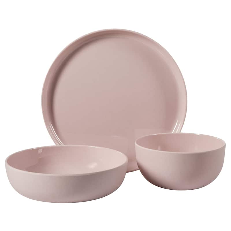 Gibson Home Candy Skies 12 Piece Unbreakable Wheat Straw Melamine Plates and Bowls Dinnerware Set