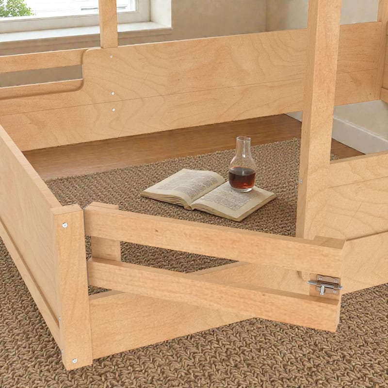 Kids House Floor Bed with Guardrails and Roof, Built-in Tray and Signboard, Montessori Floor Bed for Toddlers