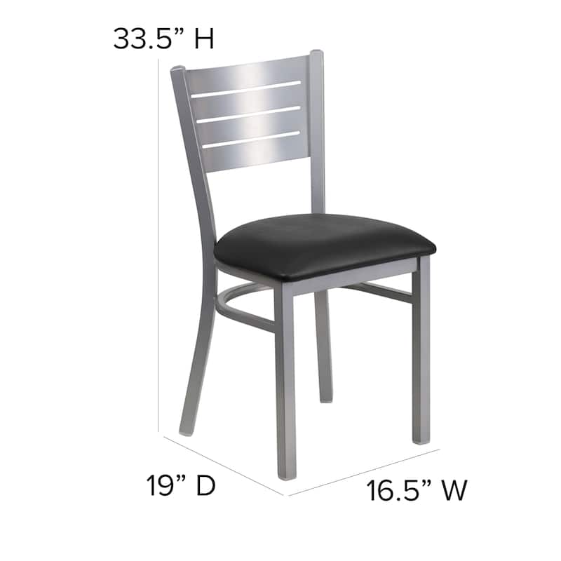Slat Back Metal Restaurant Chair - 16.5"W x 19"D x 33.5"H - 16.5"W x 19"D x 33.5"H