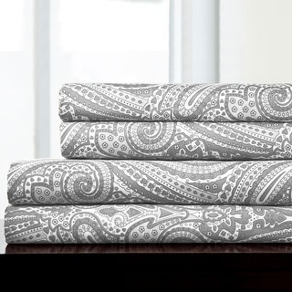 Sweet Home Collection Paisley 4 Piece Printed Sheet Set, Double Brushed Microfiber